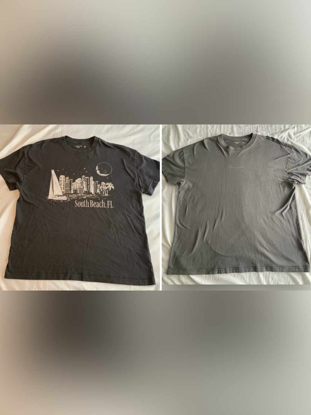 (2) Abercrombie Fitch Men’s South Beach Florida Logo Shirts XXL Charcoal Gray